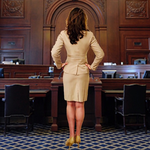 Talbots Tan Blazer and Skirt Suit Set With Belt - Picture 6 of 8